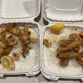 Canyon Grille - Calamari Frito Misto - none were eaten. Each container is the "full" order. - American Near Me - Escondido, California Canyon Grille - Calamari Frito Misto - none were eaten. Each container is the "full" order. - American Near Me - Escondido, California