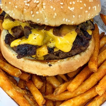 Denny's - Denny's stepping up their burger game! Double Cheeseburger with grilled onions and Seasoned Fries. - American Near Me - Los Angeles, California Denny's - Denny's stepping up their burger game! Double Cheeseburger with grilled onions and Seasoned Fries. - American Near Me - Los Angeles, California