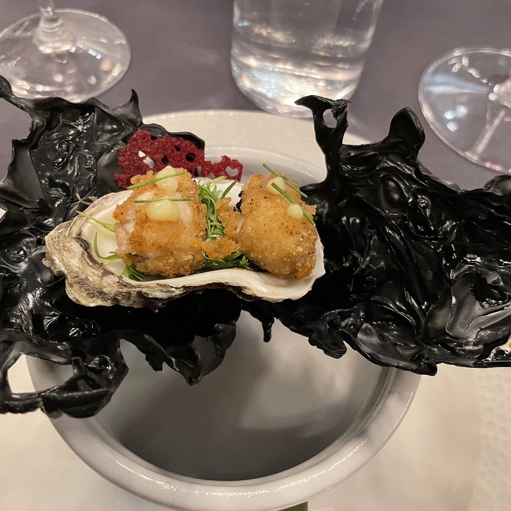 Nibi - Blue point oysters with lemon and coral - New American Near Me - Battle Creek, Michigan Nibi - Blue point oysters with lemon and coral - New American Near Me - Battle Creek, Michigan