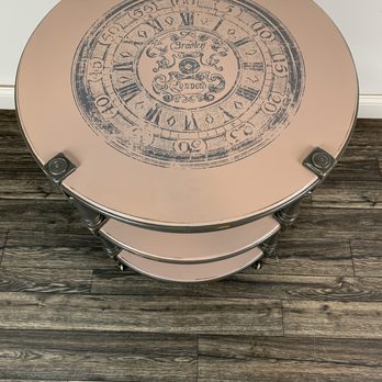Functional Flair - Top of the 3-tier table showing decorative transfer. - Commissioned Artists Near Me