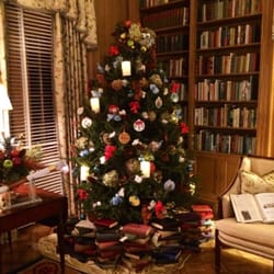 Georgia Governor's Mansion - Love the creative use of books around the base of the trees in the library for Christmas 2014.