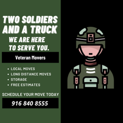 Two Soldiers and a Truck - LOCAL SACRAMENTO MOVERS
LONG DISTANCE MOVERS 
PACKING SERVICES
Storage Services