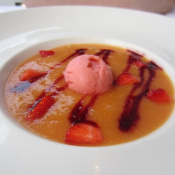 Sardo - Gooorgeous peach compote with port and sorbet. - Italian Near Me - London, XGL Sardo - Gooorgeous peach compote with port and sorbet. - Italian Near Me - London, XGL