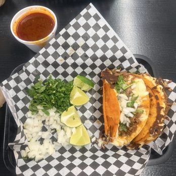 Random AF Taqueria - Queso Birria tacos with consume. - Ramen Near Me - Phoenix, Arizona Random AF Taqueria - Queso Birria tacos with consume. - Ramen Near Me - Phoenix, Arizona