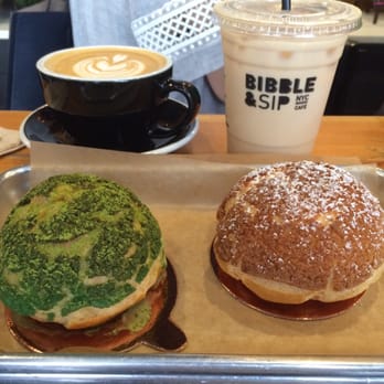 Bibble & Sip - Matcha & Earl Grey Cream Puffs w/ Lavender Lattes - Coffee & Tea Near Me - New York, New York