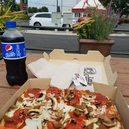 a box of pizza and a bottle of pepsi a box of pizza and a bottle of pepsi