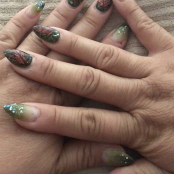 Love Nails - Dipping powder nails with ombré gel and free-handed nail art done by Ann - Nail Salons Near Me - Fullerton, California Love Nails - Dipping powder nails with ombré gel and free-handed nail art done by Ann - Nail Salons Near Me - Fullerton, California