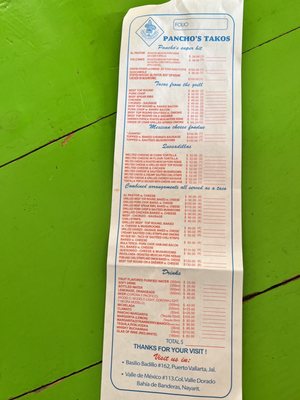 Menu photo 1 Pancho's Takos Mezcales, NAY