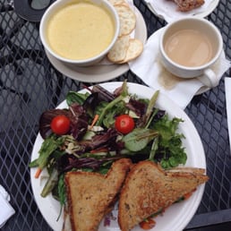 Roasted Carrot sandwich, salad, Broccoli soup, coffee and raspberry scone are all highly recommend!!