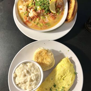Carolina Coffee Shop - Shrimp and grits and omelette with brie and bacon - Breakfast & Brunch Near Me - Chapel Hill, North Carolina Carolina Coffee Shop - Shrimp and grits and omelette with brie and bacon - Breakfast & Brunch Near Me - Chapel Hill, North Carolina