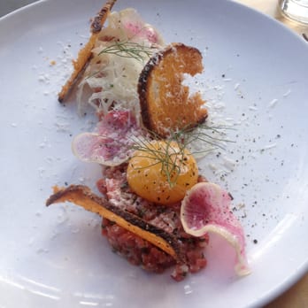 Oak at Fourteenth - Waygu Tartare. Beautiful presentation. Excellent flavor - New American Near Me - Boulder, Colorado Oak at Fourteenth - Waygu Tartare. Beautiful presentation. Excellent flavor - New American Near Me - Boulder, Colorado