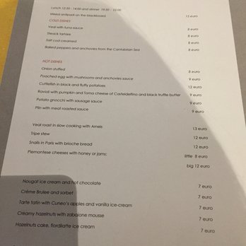 All'Enoteca - Menu for Osteria dell enoteca - Italian Near Me - Canale, CN