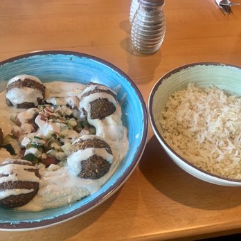District Falafel - Classic Falafel Bowl w rice subbed for pita - Falafel Near Me - Bethesda, Maryland