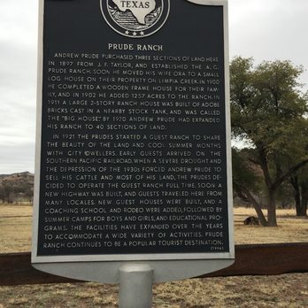 Prude Ranch - Historical Information marker placed by the State of Texas - Hotels & Travel Near Me - Fort Davis, Texas Prude Ranch - Historical Information marker placed by the State of Texas - Hotels & Travel Near Me - Fort Davis, Texas