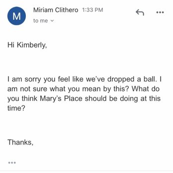 Mary's Place - The Housing Specialist at Mary's Place and her response to me saying you all have dropped the ball - Homeless Shelters Near Me - Seattle, Washington