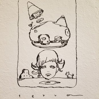 Giant Robot 2 - Hand drawn wall drawing from Katsuya Terada's show 'GIRLS' - Art Galleries Near Me - Los Angeles, California