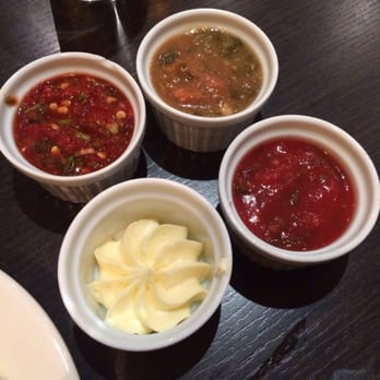 Suliko Restaurant - 3 house made sauces and whipped butter - Russian Near Me - Concord, Ontario