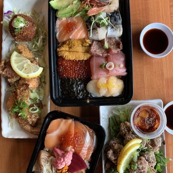 Tamari Bar - Left and bottom 2 items = Happy Hour. The Large Sushi "Box" is the Chirashi Jewelry Box - Izakaya Near Me - Seattle, Washington Tamari Bar - Left and bottom 2 items = Happy Hour. The Large Sushi "Box" is the Chirashi Jewelry Box - Izakaya Near Me - Seattle, Washington