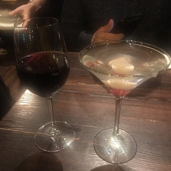 Umai - Glass of pinot noir and a Lychee Martini - Japanese Near Me - Chicago, Illinois Umai - Glass of pinot noir and a Lychee Martini - Japanese Near Me - Chicago, Illinois
