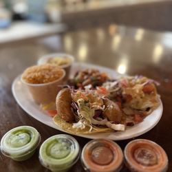 Los Tacos - 3 taco combo (mixed between garlic shrimp, baja style fish and carne asada)