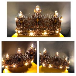 Ava’s Boutique - Rose gold tiara with gold LED lights. There's 3 options: blinks fast, slow and steady on. Batteries included.
