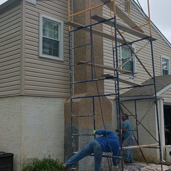 Carpino Contractors - Chimney in Stucco with a SDtone Crown - Masonry/Concrete Near Me - Ivyland, Pennsylvania Carpino Contractors - Chimney in Stucco with a SDtone Crown - Masonry/Concrete Near Me - Ivyland, Pennsylvania