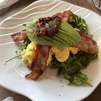 Lilikoi Kitchen - Bacon Avocado Toast, that chili oil raises the level of this breakfast to 5 stars for sure - Coffee & Tea Near Me - Kailua, Hawaii