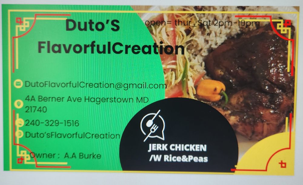 DUTO’S FLAVORFUL CREATION 4A Berner Ave, Hagerstown, Maryland Food