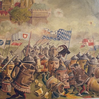 Memorial Union - German mural in the Rathskeller, showing the battle between beer and wine. - Colleges & Universities Near Me - Madison, Wisconsin Memorial Union - German mural in the Rathskeller, showing the battle between beer and wine. - Colleges & Universities Near Me - Madison, Wisconsin