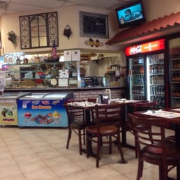 Inside of pizza restaurant.