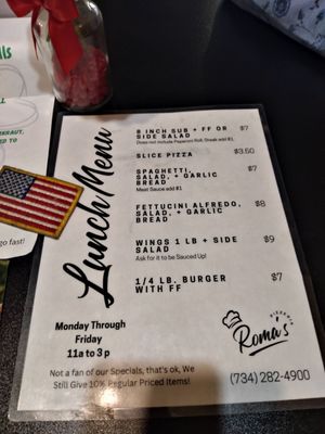 Menu photo 1 Romas Pizzeria & Restaurant Southgate, MI Menu photo 1 Romas Pizzeria & Restaurant Southgate, MI