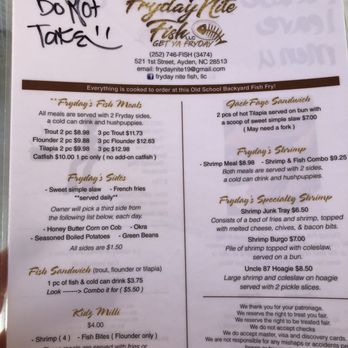 Fryday Nite Fish - Menu - Seafood Near Me - Ayden, North Carolina Fryday Nite Fish - Menu - Seafood Near Me - Ayden, North Carolina
