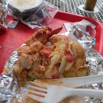 Red's Eats - Half way into my lobster roll and the yummy whoopie pie. - Seafood Near Me - Wiscasset, Maine Red's Eats - Half way into my lobster roll and the yummy whoopie pie. - Seafood Near Me - Wiscasset, Maine