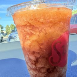 My "blended" drink doesn't look too bad but you can tell it's not a smooth blend- chunky ice