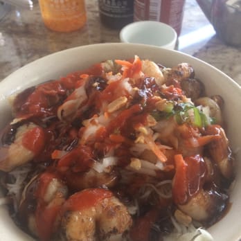 Pho Hung - Trifecta sauce drenched vermicelli bowl with shrimp and spring roll - $12 + tax - Vietnamese Near Me - Toronto, Ontario Pho Hung - Trifecta sauce drenched vermicelli bowl with shrimp and spring roll - $12 + tax - Vietnamese Near Me - Toronto, Ontario