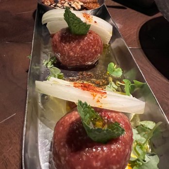 Damas - Beef tartare - not my favorite in the tasting options - Syrian Near Me - Montreal, Quebec