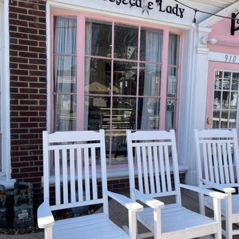 The Cheesecake Lady - three white rocking chairs in front of the cheesecake lady - Desserts Near Me - Jenkintown, Pennsylvania