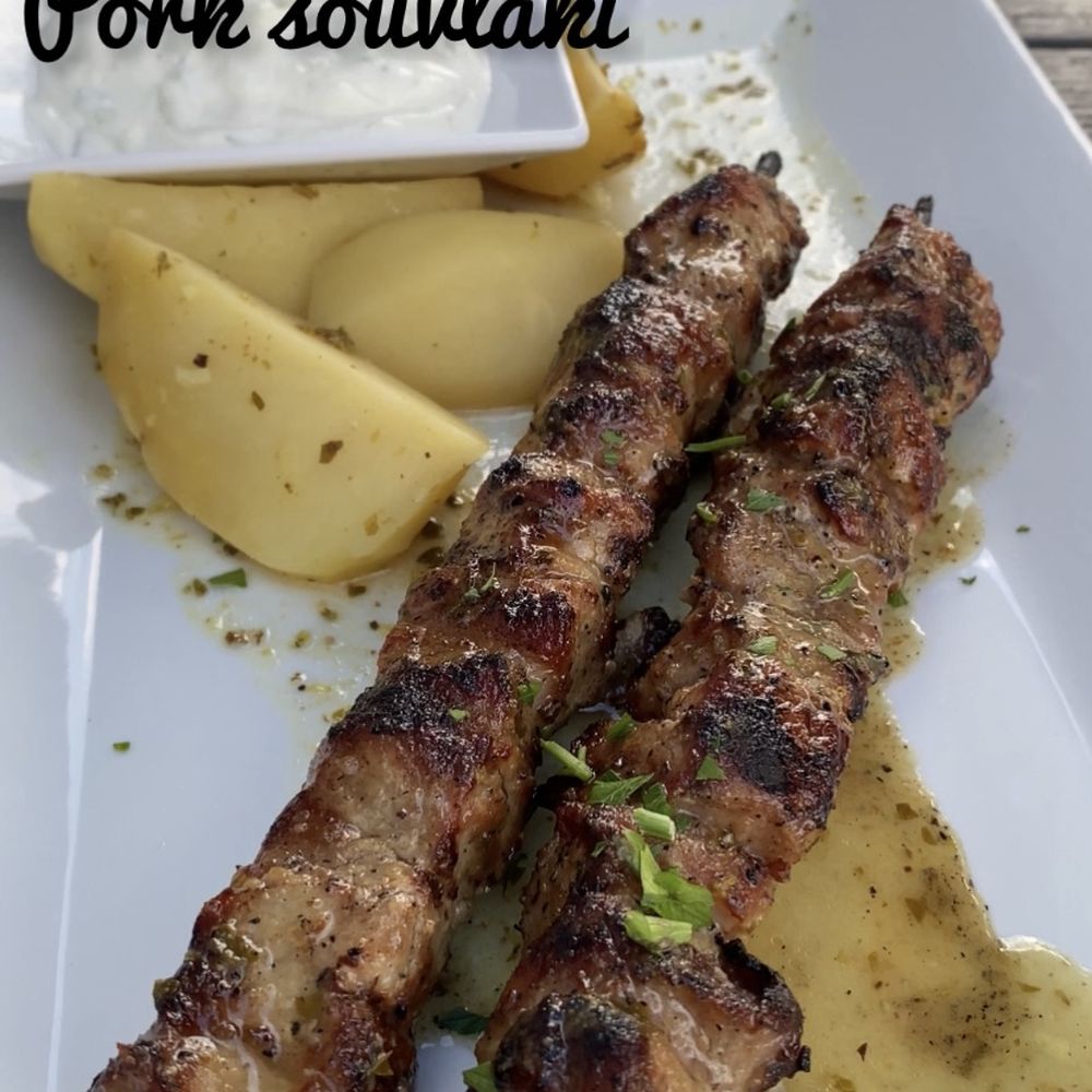 Pork Souvlaki platter Pork Souvlaki platter