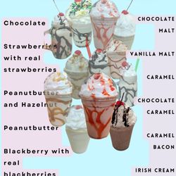 Milkshake menu