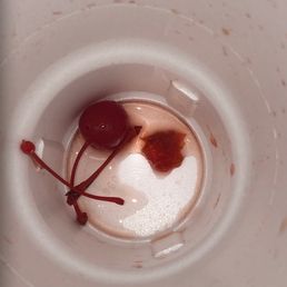 this is what you have to look forward too. It looks like someone chewed up the cherry and spit it in my cup.