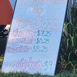 Artesanos Pizza - Slice menu board, they can also make a fresh whole pizza