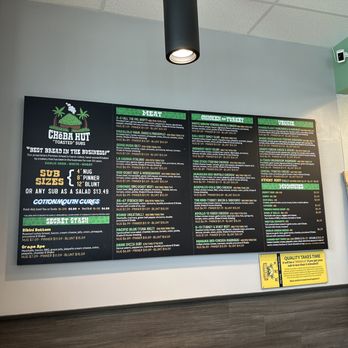 Cheba Hut "Toasted" Subs - Wall menu. - Sandwiches Near Me - Leander, Texas