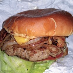 Caesar Grill Onion Burgers - Bacon onion cheeseburger -- onions just sauteed, not grilled in. Meat low on flavor.
