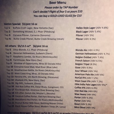 Menu photo 8 Mei Wah Beer Room Isleton, CA