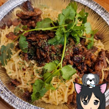 Nguyen's Kitchen - Garlic noodles with grilled pork. Love, @eatoutthao - Vietnamese Near Me - Orange, California