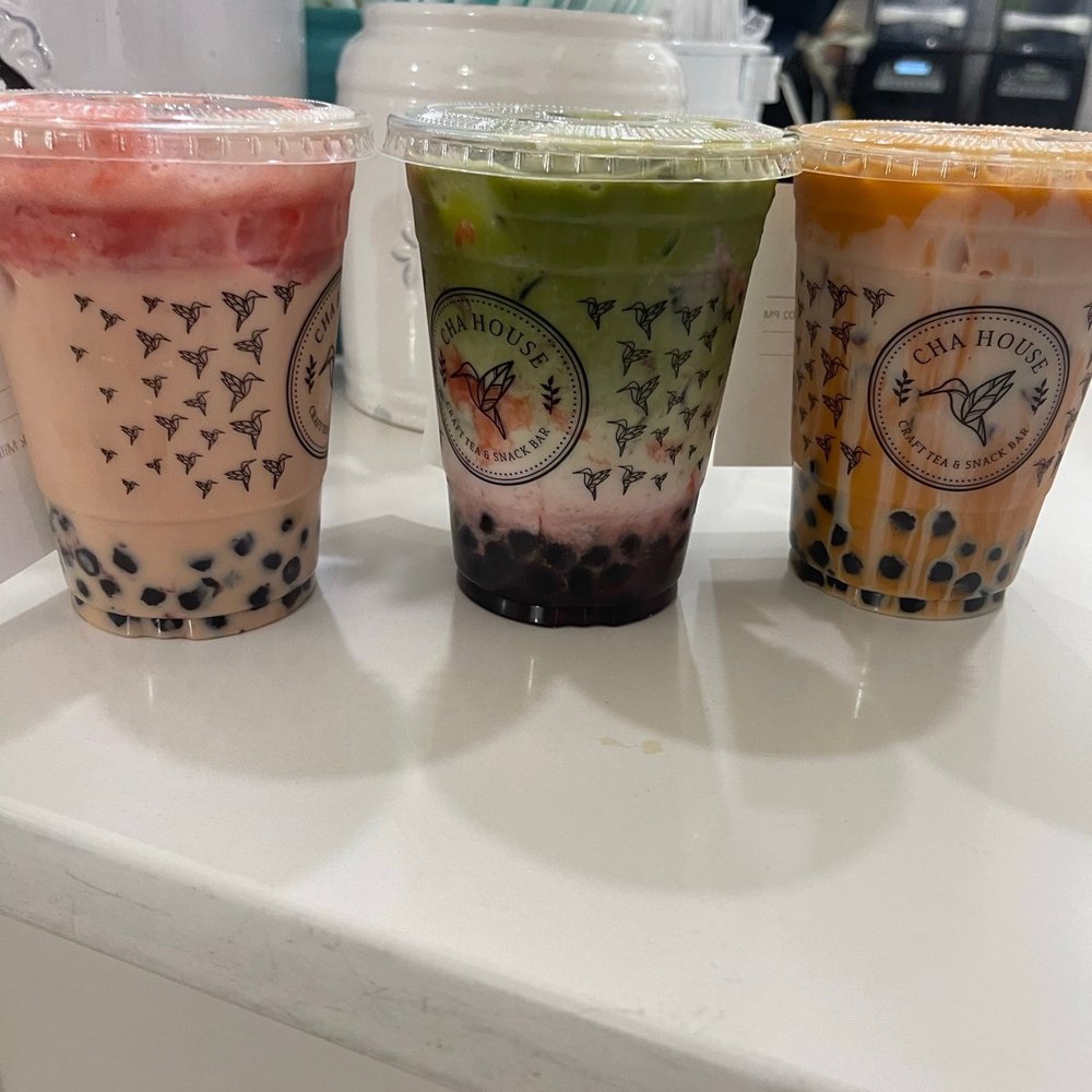 Strawberry Milk Tea (cold only), Lychee Green Tea, Mango Matcha Latt (COLD ONLY)