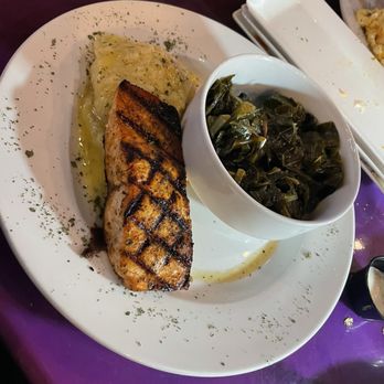 Concept Restaurant - Salmon w/ Collards & Garlic Mash - Breakfast & Brunch Near Me - Columbia, South Carolina Concept Restaurant - Salmon w/ Collards & Garlic Mash - Breakfast & Brunch Near Me - Columbia, South Carolina