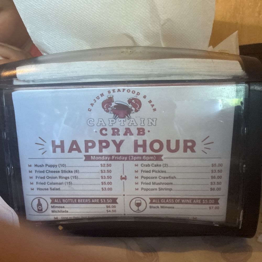 Captain Crab - We finally made it to happy hour. 5$ and under items - Seafood Near Me - Sacramento, California Captain Crab - We finally made it to happy hour. 5$ and under items - Seafood Near Me - Sacramento, California