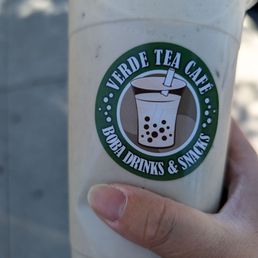 Sesame milk tea with mini boba Sesame milk tea with mini boba