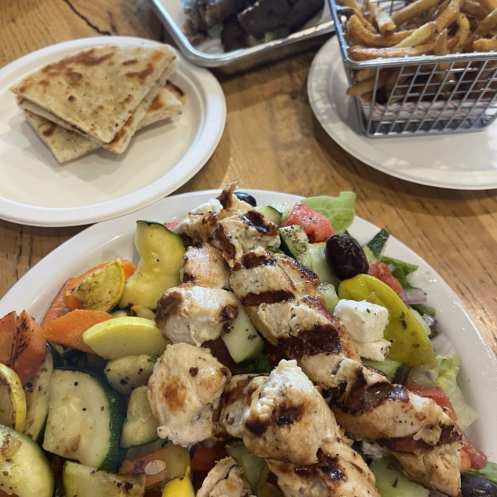 Plaka Grill - Chicken Souvlaki with Mixed Grill and Chicago Gyro and Plaka Fries - Greek Near Me - Vienna, Virginia